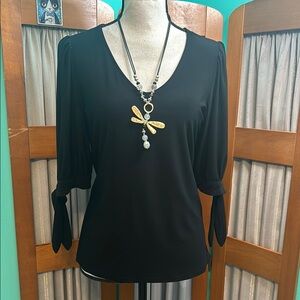 CeCe Black Tie sleeve Blouse